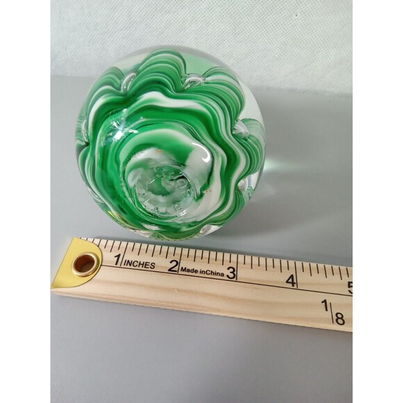 Vintage Joe St Clair Green Pear Paperweight 5.75" Controlled‎ Bubble Art Glass - Picture 7 of 7
